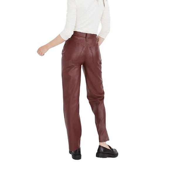 Madewell Perfect Vintage Straight Jean: Dark Cabernet Faux Leather Size 29 Red - Picture 9 of 9